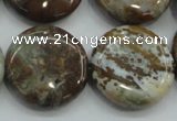 CJA07 15.5 inches 25mm coin green jasper beads wholesale