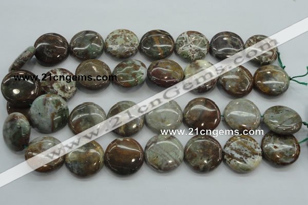 CJA07 15.5 inches 25mm coin green jasper beads wholesale