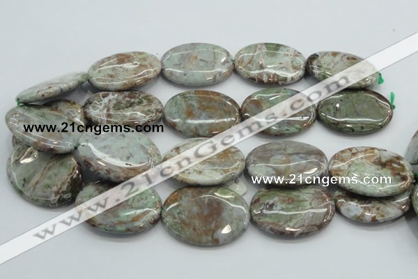 CJA09 15.5 inches 30*40mm oval green jasper beads wholesale