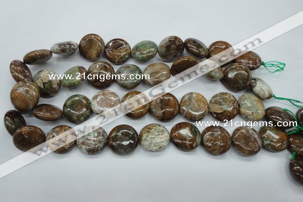 CJA26 15.5 inches 20mm flat round green jasper beads wholesale