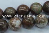 CJA38 15.5 inches 14mm round green jasper beads wholesale