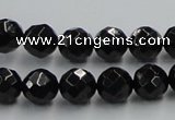 CJB07 16 inches 10mm faceted round natural jet gemstone beads wholesale