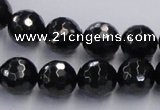 CJB08 16 inches 12mm faceted round natural jet gemstone beads wholesale