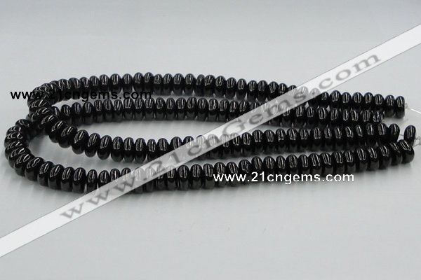 CJB11 16 inches 6*12mm rondelle natural jet gemstone beads wholesale