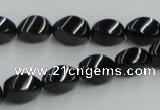 CJB15 16 inches 8*12mm twisted rice natural jet gemstone beads wholesale