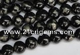 CJB151 15.5 inches 8mm round natural jet & pyrite gemstone beads