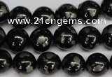 CJB153 15.5 inches 12mm round natural jet & pyrite gemstone beads