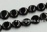 CJB20 16 inches 10mm flat round natural jet gemstone beads wholesale