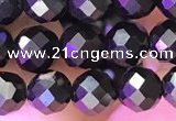 CJB200 15.5 inches 5mm faceted round jet beads wholesale