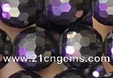 CJB203 15.5 inches 10mm faceted round jet beads wholesale