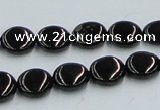 CJB21 16 inches 12mm flat round natural jet gemstone beads wholesale