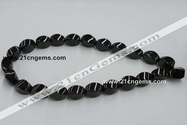 CJB36 16 inches 12*18mm twisted rice natural jet gemstone beads