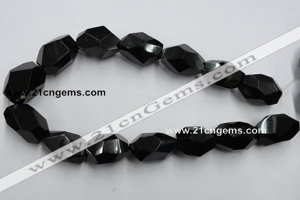 CJB41 16 inches 18*28mm faceted nugget natural jet gemstone beads