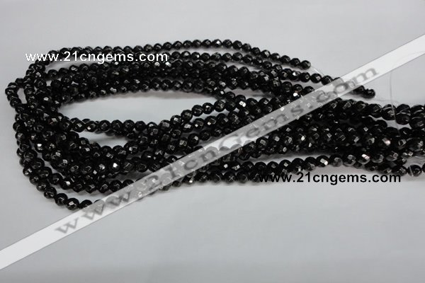 CJB45 15.5 inches 6mm faceted round natural jet gemstone beads