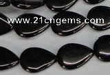 CJB69 15.5 inches 13*18mm flat teardrop natural jet gemstone beads