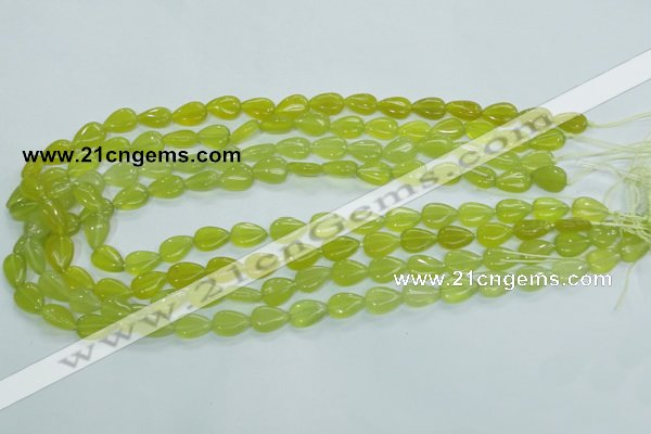 CKA112 15.5 inches 8*12mm flat teardrop Korean jade gemstone beads