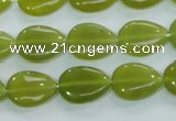 CKA113 15.5 inches 12*16mm flat teardrop Korean jade gemstone beads