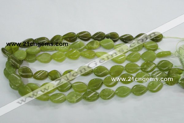 CKA114 15.5 inches 13*18mm twisted flat teardrop Korean jade beads