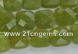 CKA116 15.5 inches 14*14mm faceted square Korean jade beads