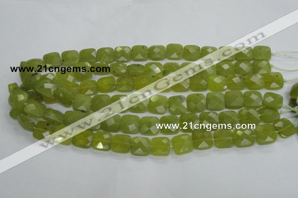 CKA116 15.5 inches 14*14mm faceted square Korean jade beads