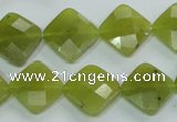 CKA117 15.5 inches 14*14mm faceted diamond Korean jade beads