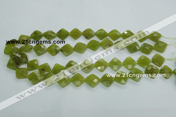 CKA117 15.5 inches 14*14mm faceted diamond Korean jade beads
