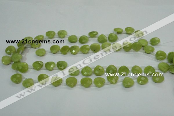 CKA119 Top-drilled 13*13mm faceted flat teardrop Korean jade beads