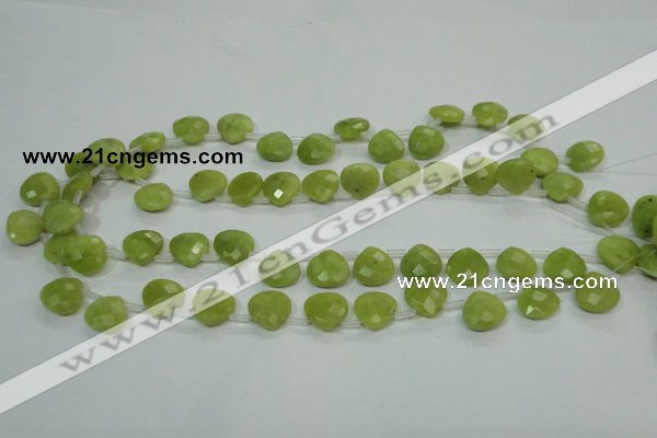 CKA119 Top-drilled 13*13mm faceted flat teardrop Korean jade beads