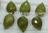 CKA121 Top-drilled 12*17mm faceted teardrop Korean jade beads