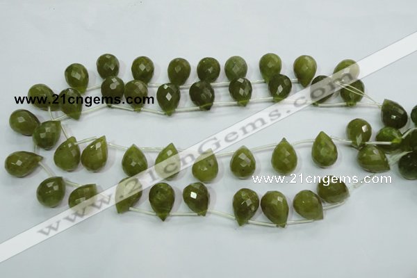 CKA121 Top-drilled 12*17mm faceted teardrop Korean jade beads