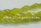 CKA21 15.5 inches 6*12mm twisted rice Korean jade gemstone beads