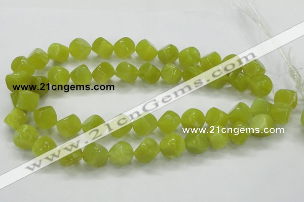 CKA22 15.5 inches 12*12mm cube Korean jade gemstone beads