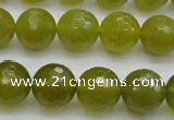 CKA220 15.5 inches 14mm faceted round Korean jade gemstone beads