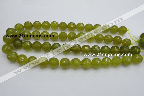 CKA220 15.5 inches 14mm faceted round Korean jade gemstone beads