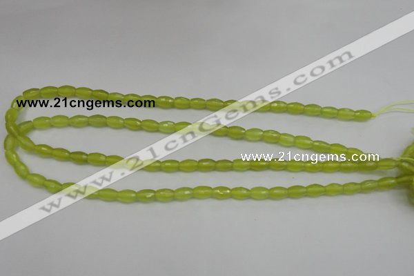 CKA225 15.5 inches 6*8mm faceted rice Korean jade gemstone beads