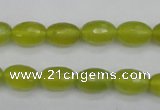 CKA226 15.5 inches 8*12mm faceted rice Korean jade gemstone beads