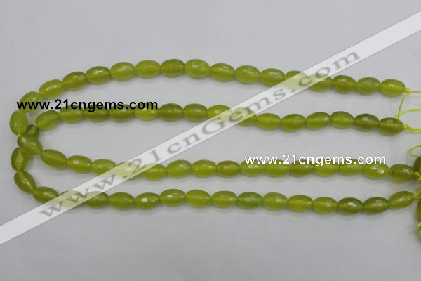 CKA226 15.5 inches 8*12mm faceted rice Korean jade gemstone beads