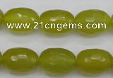 CKA227 15.5 inches 12*16mm faceted rice Korean jade gemstone beads