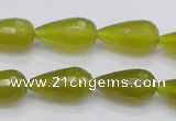 CKA229 15.5 inches 10*20mm faceted teardrop Korean jade gemstone beads