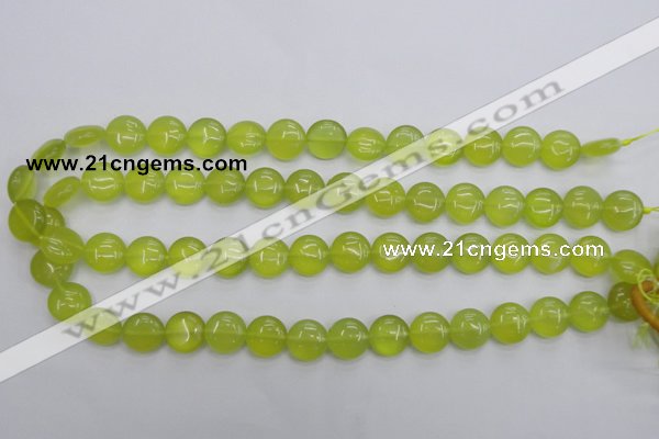 CKA236 15.5 inches 12mm flat round Korean jade gemstone beads