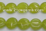 CKA237 15.5 inches 14mm flat round Korean jade gemstone beads