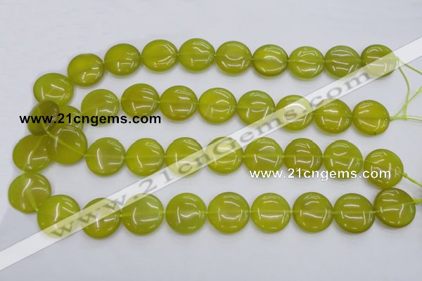 CKA238 15.5 inches 20mm flat round Korean jade gemstone beads