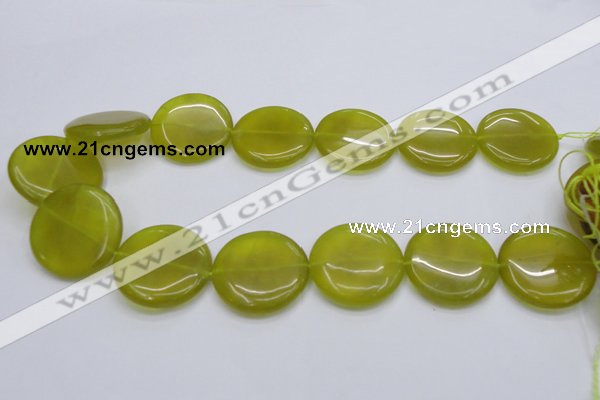 CKA240 15.5 inches 30mm flat round Korean jade gemstone beads