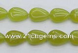 CKA255 15.5 inches 10*14mm flat teardrop Korean jade gemstone beads