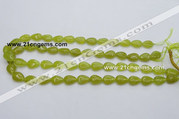 CKA255 15.5 inches 10*14mm flat teardrop Korean jade gemstone beads
