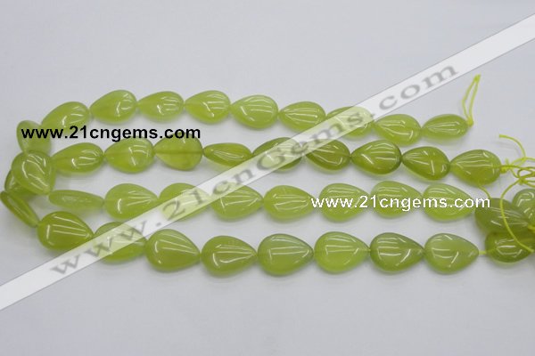 CKA257 15.5 inches 15*20mm flat teardrop Korean jade gemstone beads