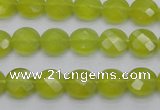 CKA265 15.5 inches 10mm faceted coin Korean jade gemstone beads