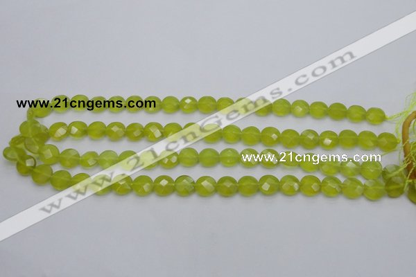 CKA265 15.5 inches 10mm faceted coin Korean jade gemstone beads