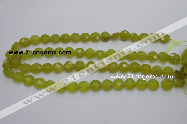 CKA266 15.5 inches 12mm faceted coin Korean jade gemstone beads