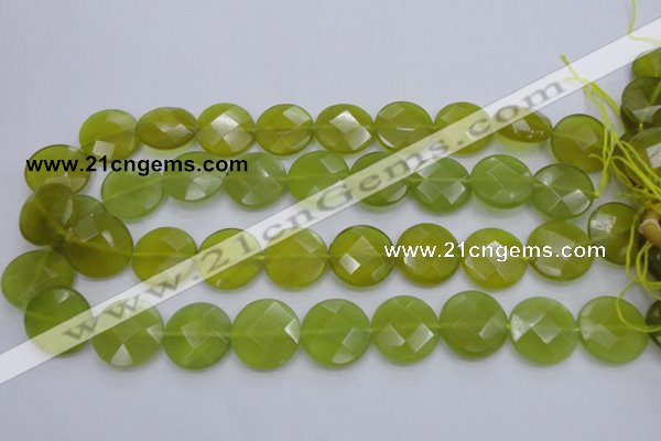 CKA267 15.5 inches 20mm faceted coin Korean jade gemstone beads